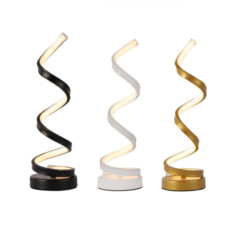 Spiral Night Table Light Contemporary Style Metal LED Table Light for Bedroom