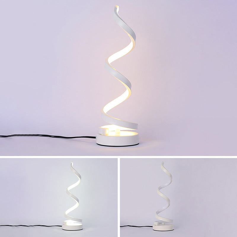 Spiral Night Table Light Contemporary Style Metal LED Table Light for Bedroom