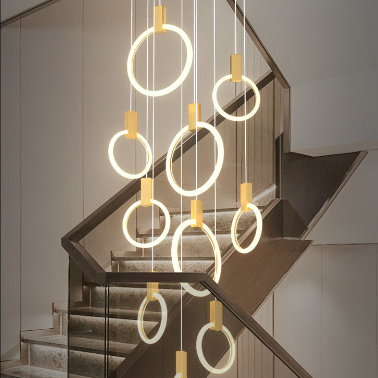 Modern Luxury LED Pendant Light Aluminium Circular Hanging Lamp with Acrylic Shade