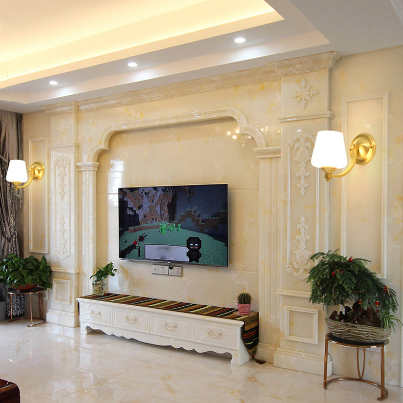 Illuminazione a parete interno Apparecchio di lampada a parete minimalista con tonalità di vetro latte