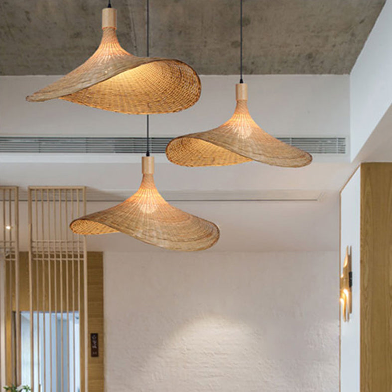 Chinesische Hutform anhängende Beleuchtungskörper Rattan hängen Licht für das Restaurant