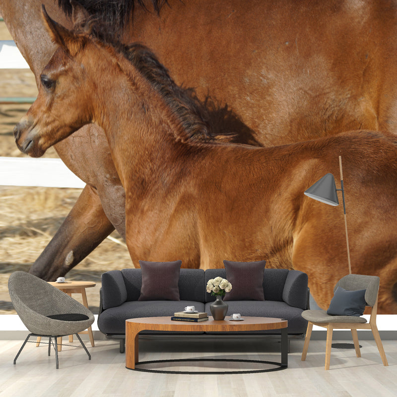 Horse Mural Contemporary Mildew Resistant Wall Covering for Living Room