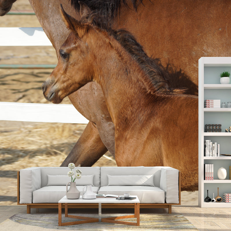 Horse Mural Contemporary Mildew Resistant Wall Covering for Living Room