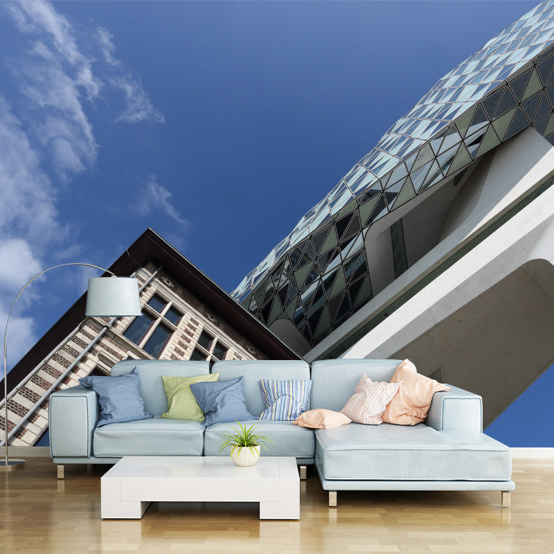 Belgium Architecture Mural Decal Water Resistant Wall Covering for Meeting Room