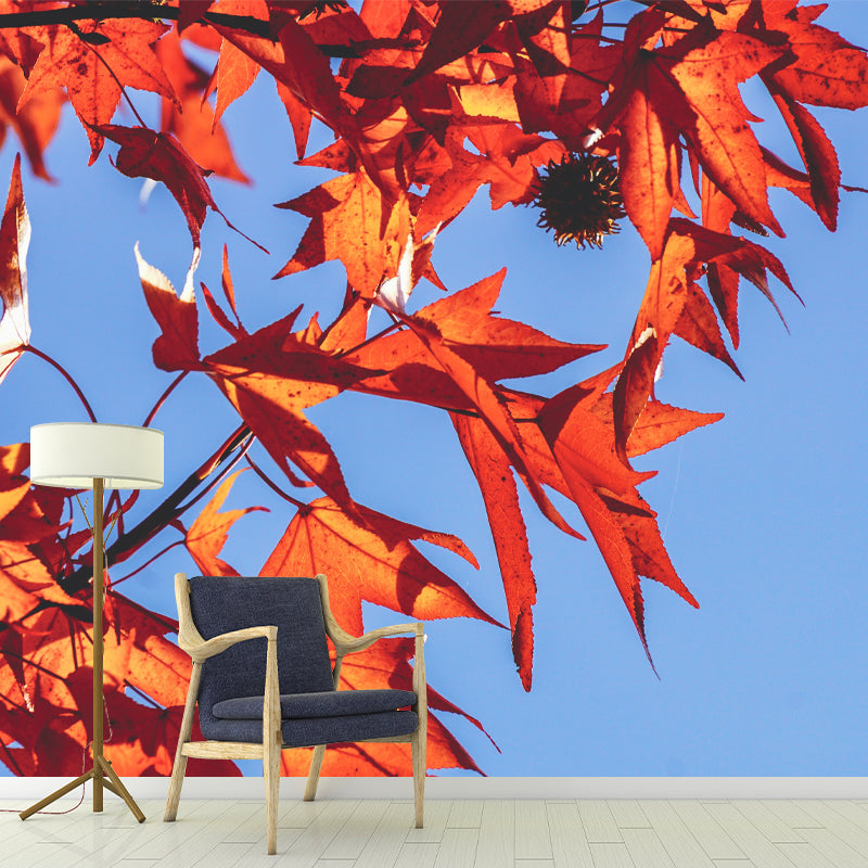 Nature Tree Leaf Mural Modern Living Room Wall Covering, Mildew Resistant