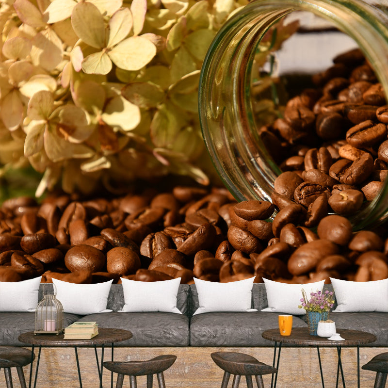 Roasted Coffee Beans Mural Wallpaper for Coffee Shop Wall Decor, Made to Measure