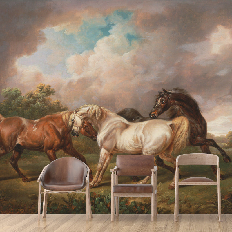 Horse Animal Mural for Sleeping Room Moisture Resistant Wall Decor, Customized Size