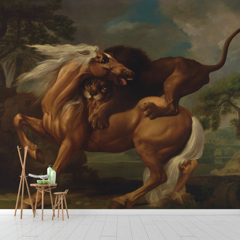 Horse Animal Mural for Sleeping Room Moisture Resistant Wall Decor, Customized Size