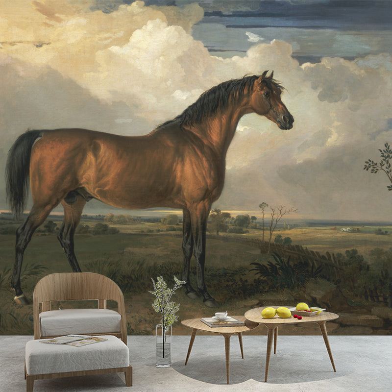 Horse Animal Mural for Sleeping Room Moisture Resistant Wall Decor, Customized Size