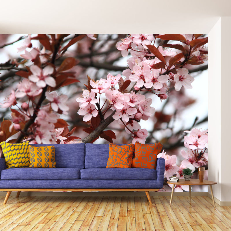 Cherry Blossoms Mural for Living Room Bedroom, Removable, Customized Size