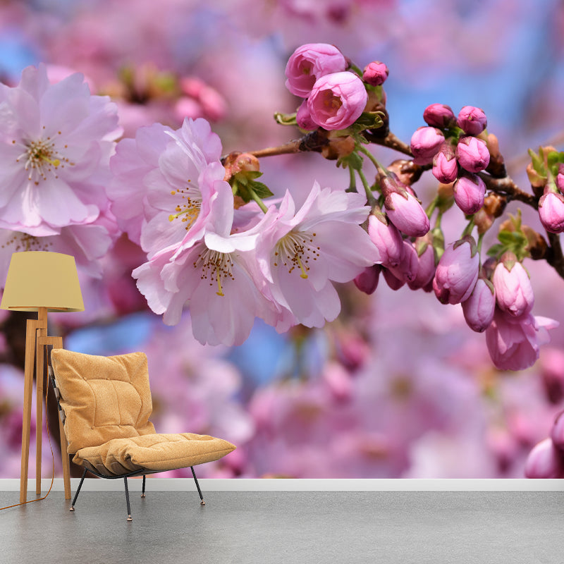 Cherry Blossoms Mural for Living Room Bedroom, Removable, Customized Size