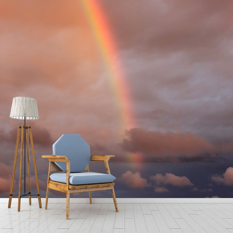 Sky with Rainbow Mural Wallpaper Waterproof Wall Decor for Bedroom, Customized Size