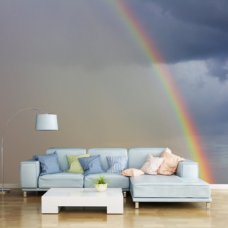 Sky with Rainbow Mural Wallpaper Waterproof Wall Decor for Bedroom, Customized Size