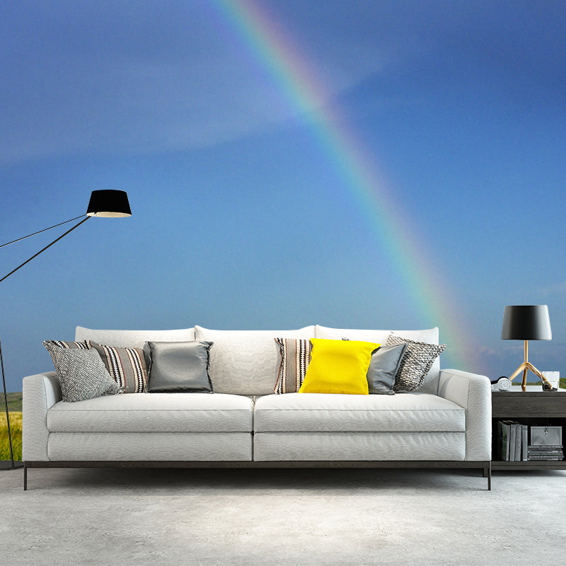 Sky with Rainbow Mural Wallpaper House Wall Covering, Custom Size Available
