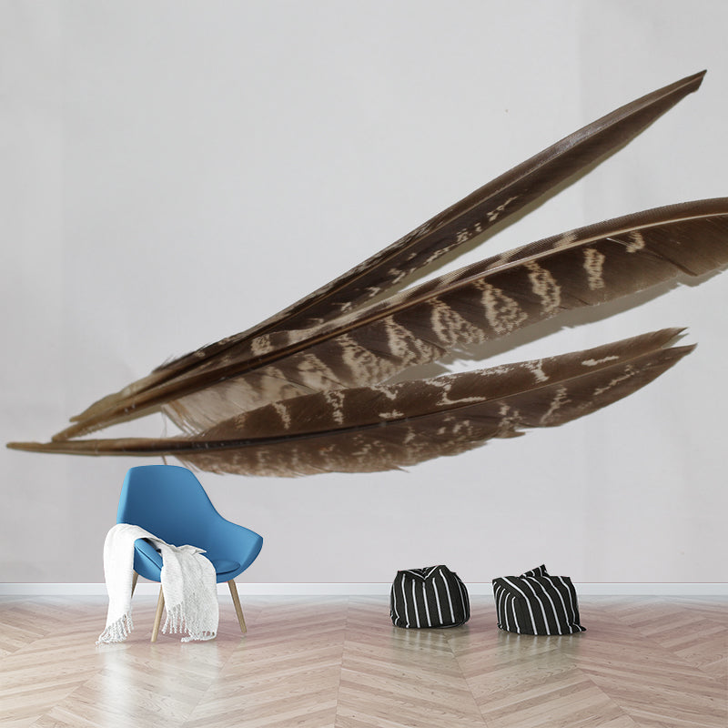 Light Color Feather Wall Mural for Bedroom Stain Resistant, Customized Size