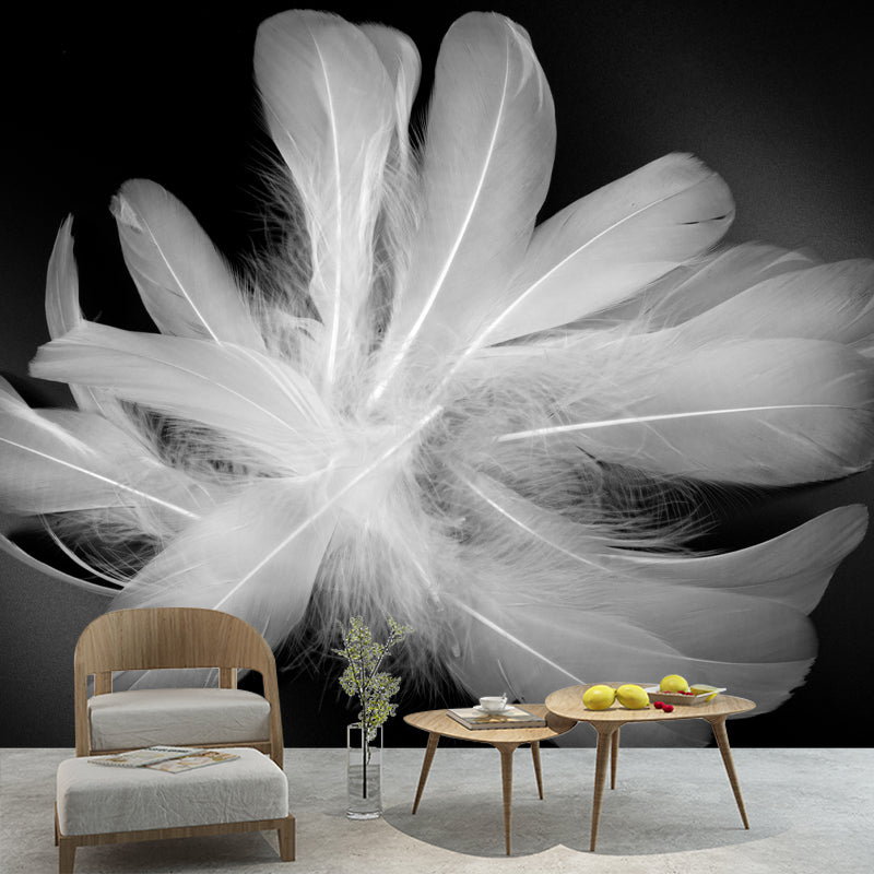 Light Color Feather Wall Mural for Bedroom Stain Resistant, Customized Size