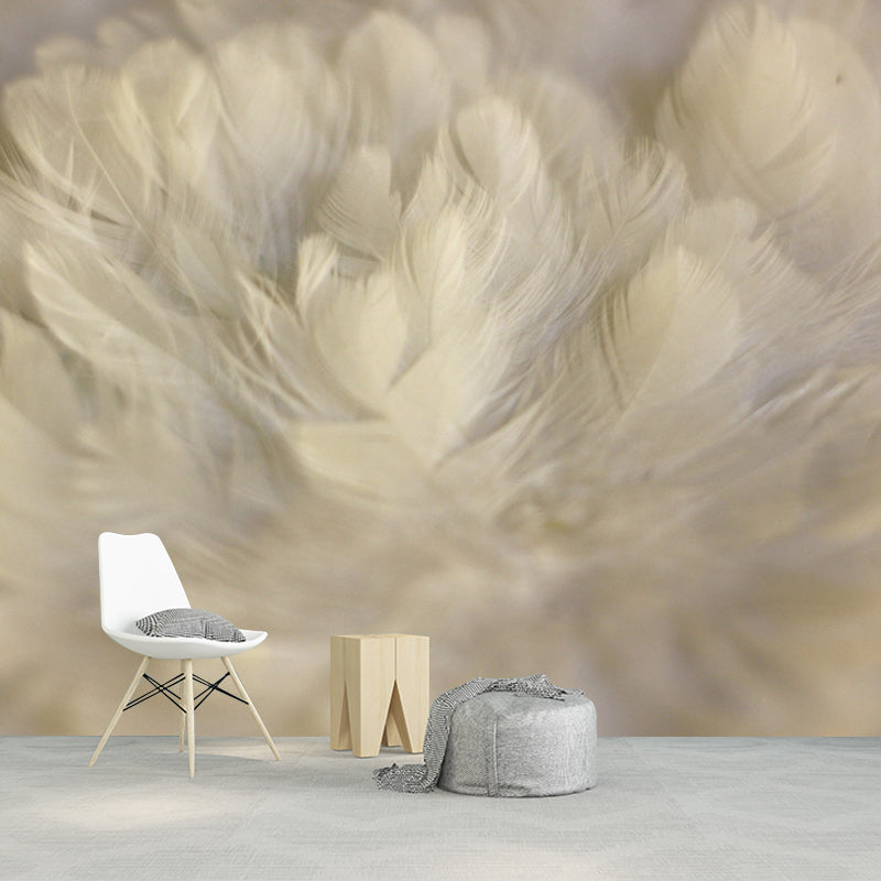 Light Color Feather Wall Mural for Bedroom Stain Resistant, Customized Size