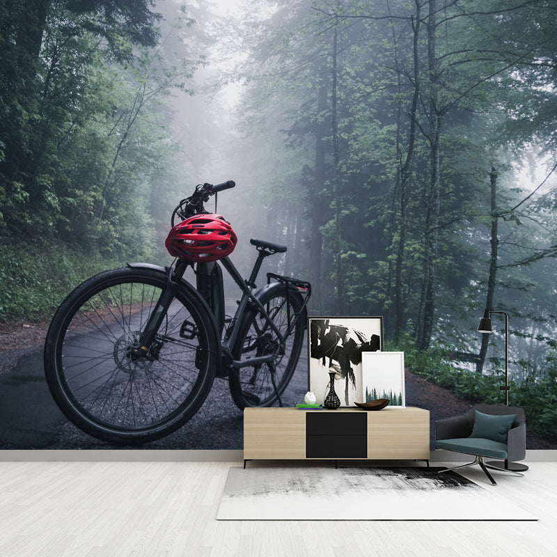 Bike Mural Decal Customized Contemporary Transportation Wall Covering for Living Room
