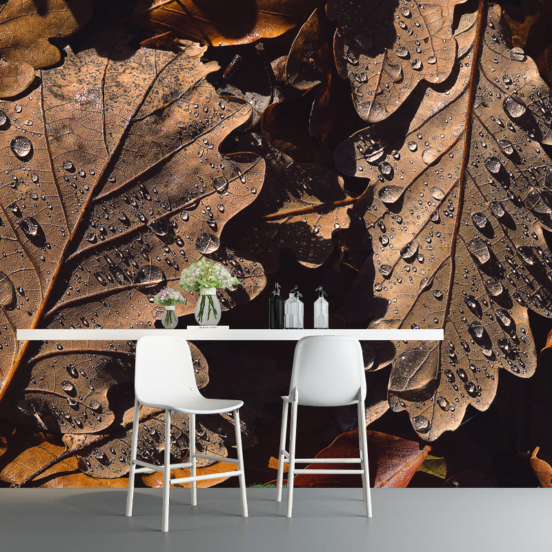 Falling Autumn Leaves Wall Covering for Sleeping Room Waterproof, Made to Measure