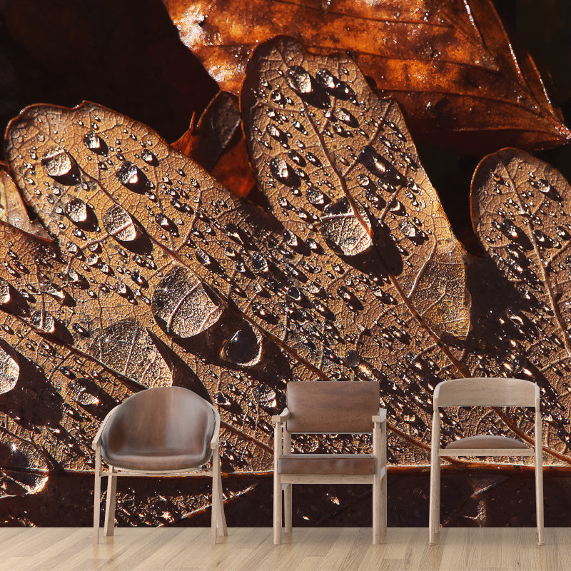 Falling Autumn Leaves Wall Covering for Sleeping Room Waterproof, Made to Measure
