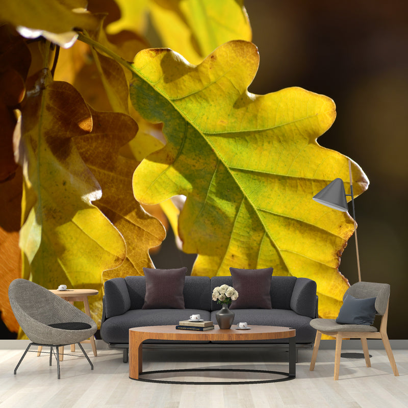Falling Autumn Leaves Wall Covering for Sleeping Room Waterproof, Made to Measure