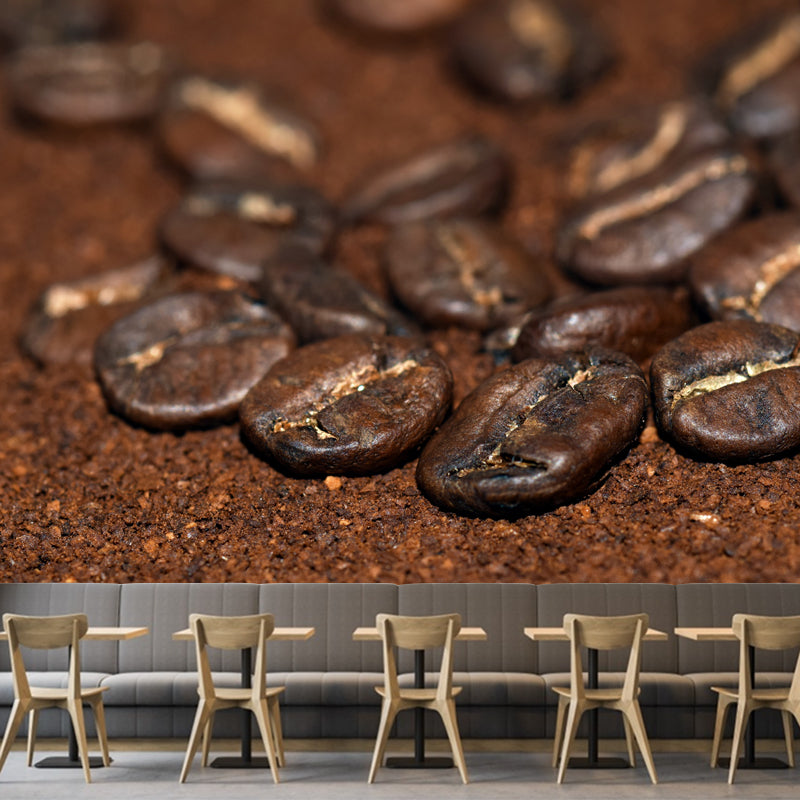Contemporary Coffee Shop Wall Covering Coffee Beans Mural Decal, Waterproofing