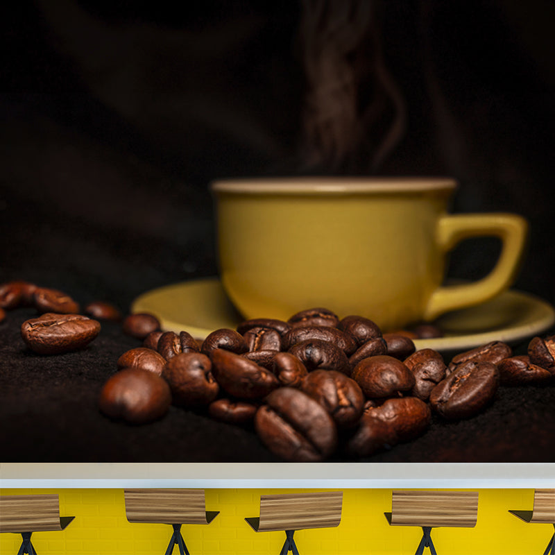 Contemporary Coffee Shop Wall Covering Coffee Beans Mural Decal, Waterproofing
