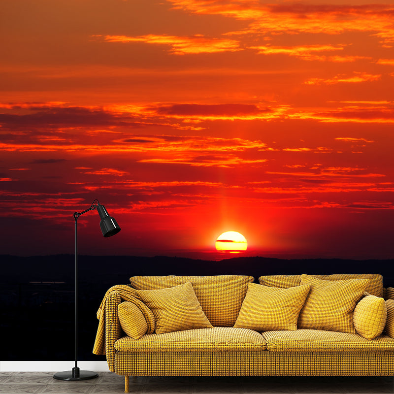 Beautiful Sunset Mural Wallpaper Stain Resistant Wall Covering for Home Decor