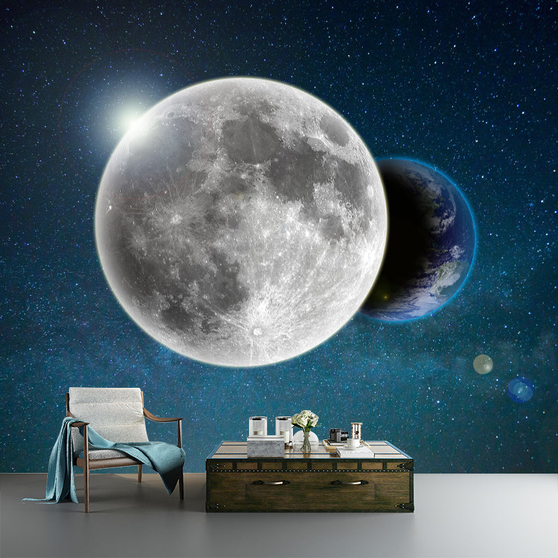 Full Size Wall Mural Decal Modern Dreamy Outer Space Wall Decor in Dark Color