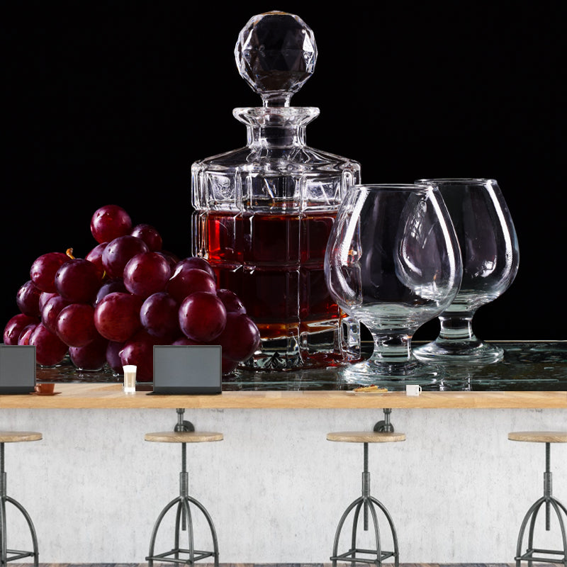 Customised Red Wine Mural Wallpaper for Bar Shop Decorative, Water Resistant