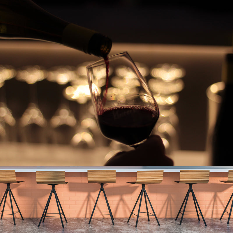 Customised Red Wine Mural Wallpaper for Bar Shop Decorative, Water Resistant