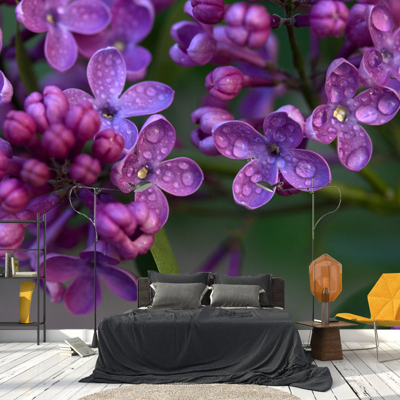 Flower Mural Wallpaper Moisture Resistant for Sleeping Room, Made to Measure