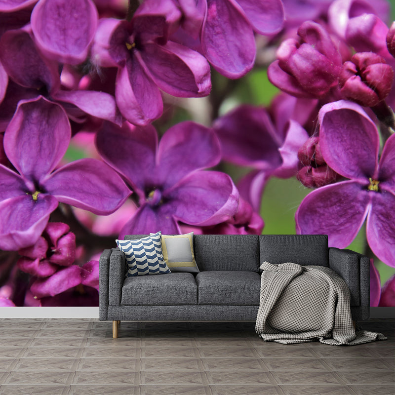 Flower Mural Wallpaper Moisture Resistant for Sleeping Room, Made to Measure