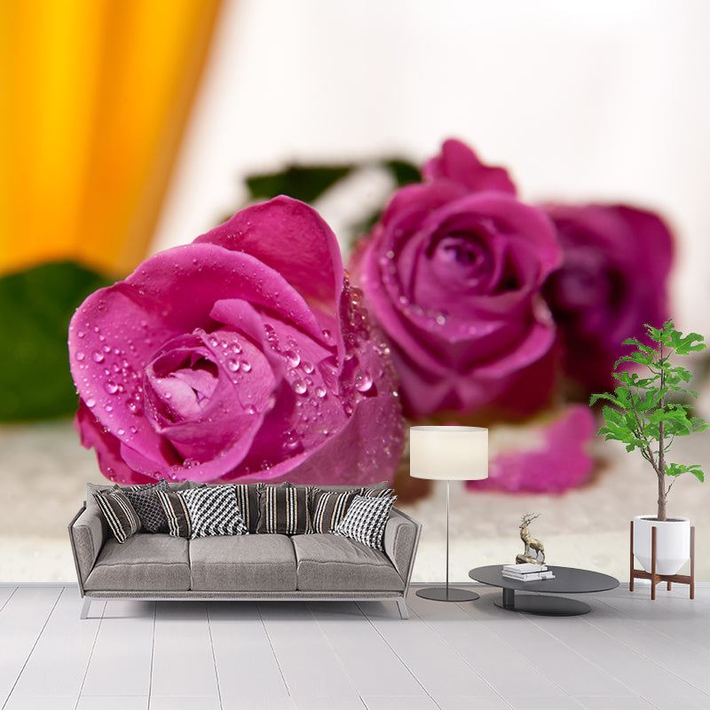 Sitting Room Wall Covering Moisture-Resistant Flower Mural, Made to Measure