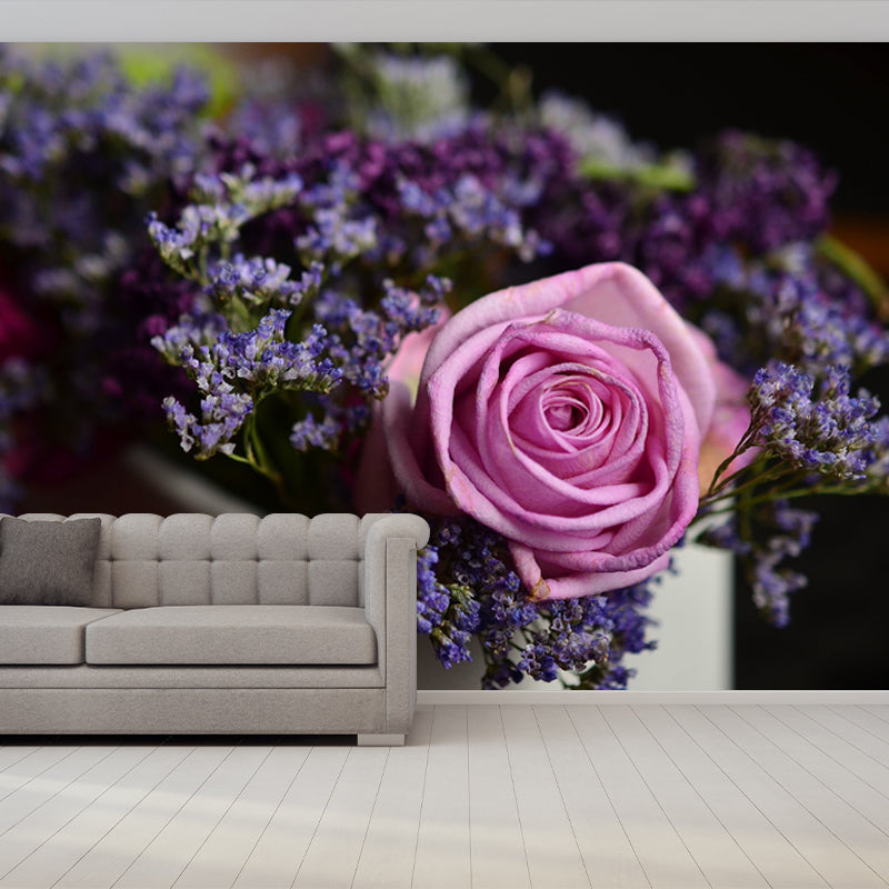 Flower Mural Living Room Decoration Full Size Wall Covering, Moisture Resistant