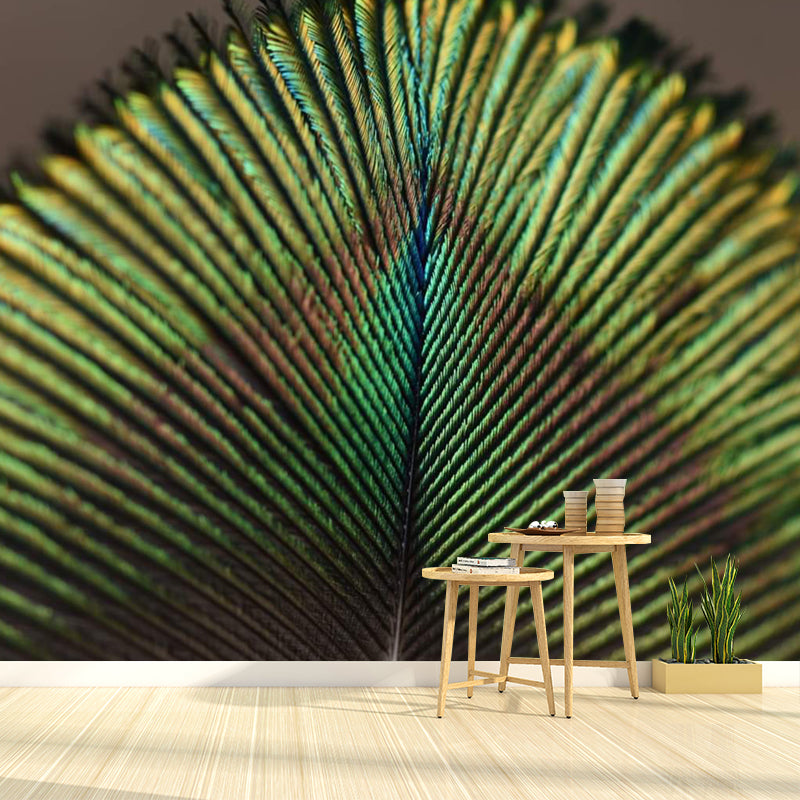 Peacock Feather Waterproof Sitting Room Customised Wall Covering, Made to Measure