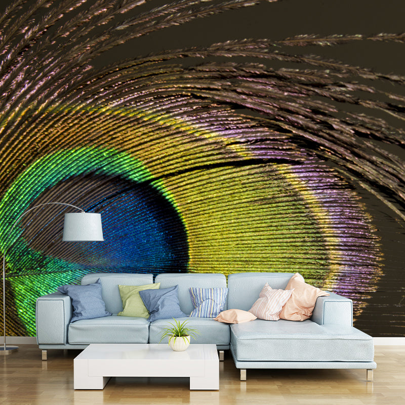 Peacock Feather Mural Decal for Home Sitting Room Bedroom, Made to Measure