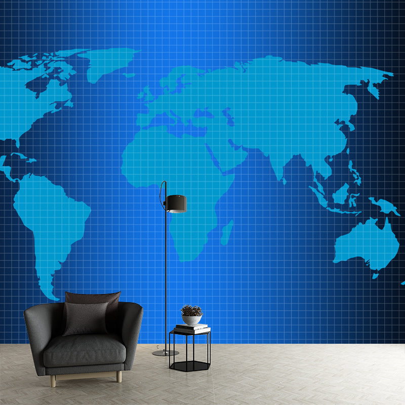 Map Mural Wallpaper Moisture Resistant Contemporary Study Room Wall Decor
