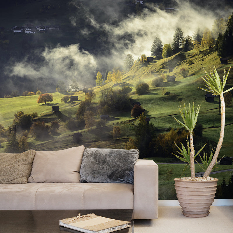 Foggy Forest Mural Wallpaper Wall Covering Mildew Resistant for Sleeping Room