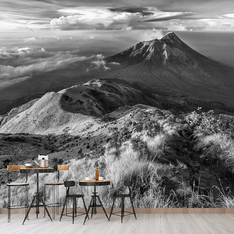 Mountain View Contemporary Wall Mural Modernist Wall Covering for Bedroom Decor