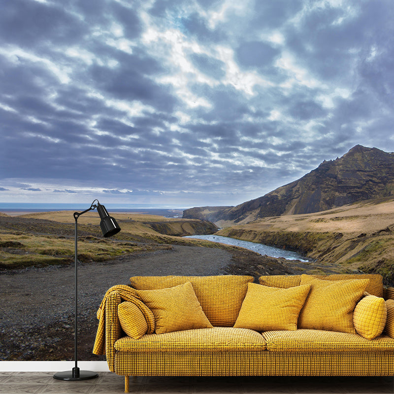 Mountain and River Mural Wallpaper Wall Covering Mildew Resistant for Sleeping Room