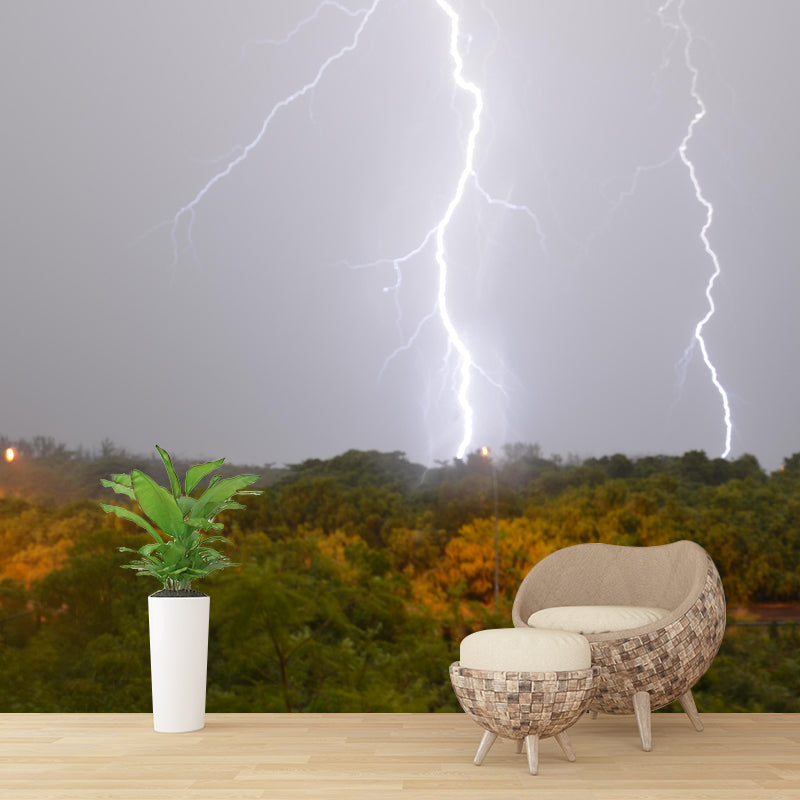 Photography Lightning Mural Wallpaper for Sitting Room Decor Multiple Sizes Available
