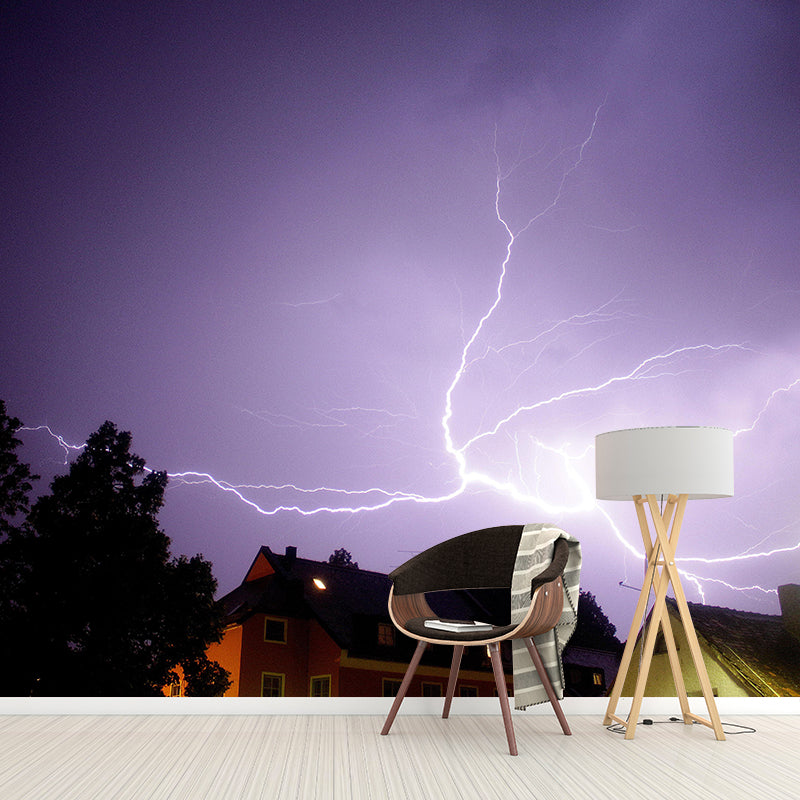 Lightning Contemporary Wall Mural Modernist Wall Covering for Bedroom Decor