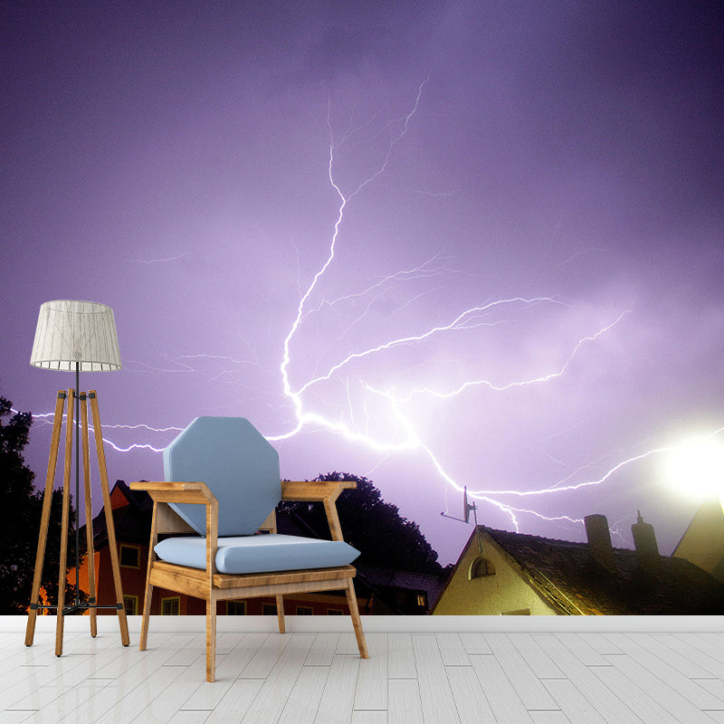 Lightning Contemporary Wall Mural Modernist Wall Covering for Bedroom Decor