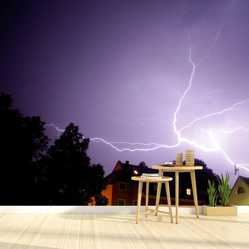 Lightning Contemporary Wall Mural Modernist Wall Covering for Bedroom Decor