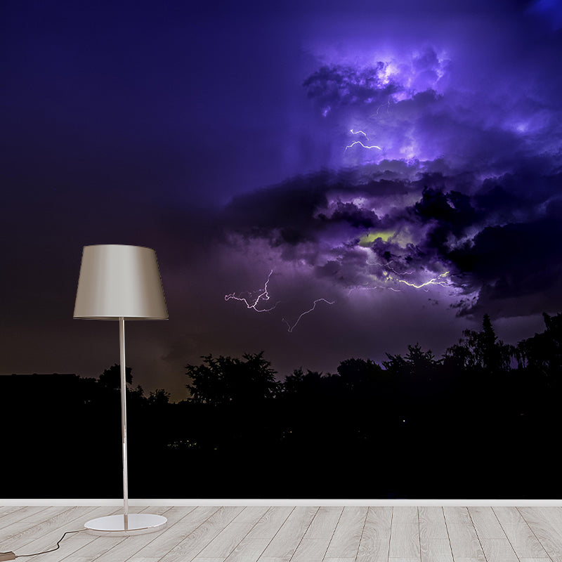 Lightning Contemporary Wall Mural Modernist Wall Covering for Bedroom Decor