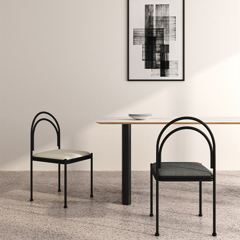 Chaise de salle à manger scandinave en métal, chaise d'appoint de restaurant à dossier ouvert