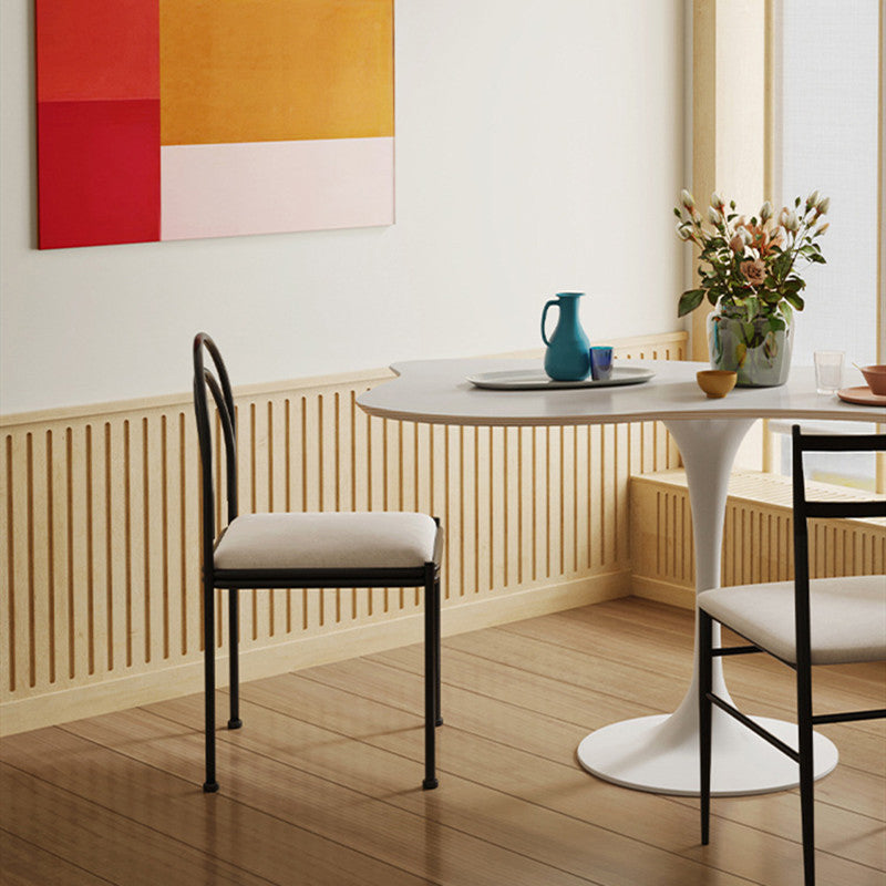 Chaise de salle à manger scandinave en métal, chaise d'appoint de restaurant à dossier ouvert