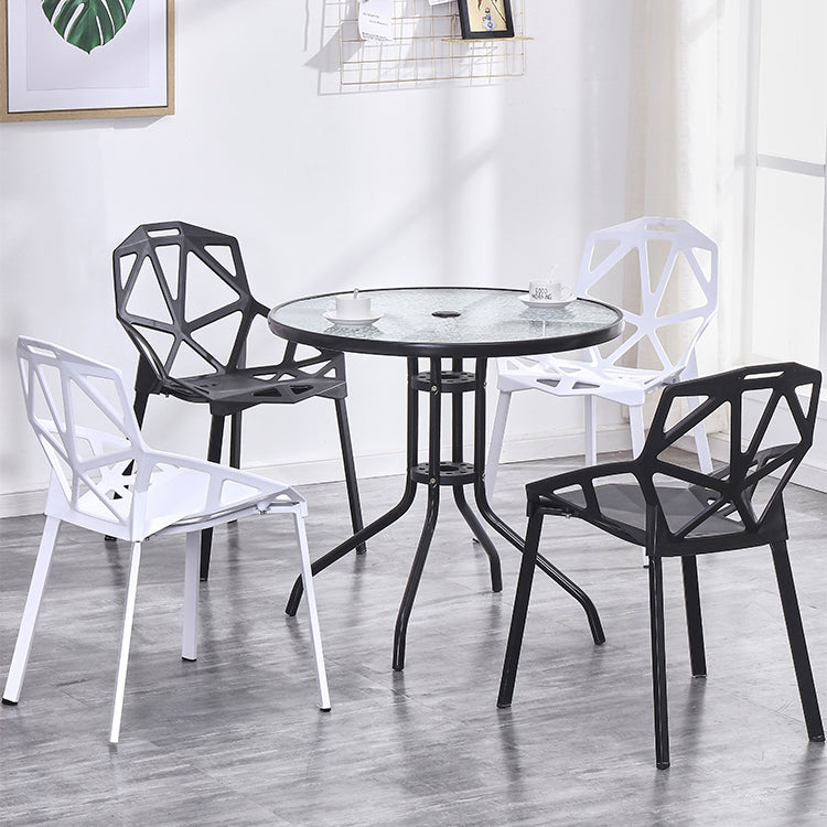 Chaise de salle à manger sans bras en plastique contemporain chaise latéral croisée pour usage à domicile