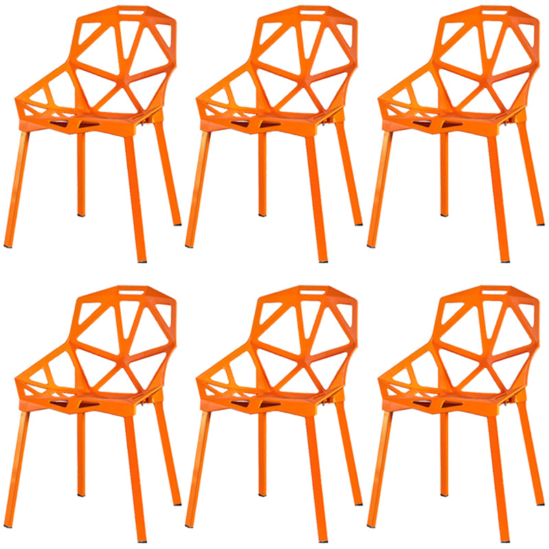 Chaise de salle à manger sans bras en plastique contemporain chaise latéral croisée pour usage à domicile
